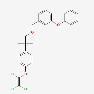 molecular formula C25H23Cl3O3 B12781270 Benzene, 1-((2-(4-((trichloroethenyl)oxy)phenyl)-2-methylpropoxy)methyl)-3-phenoxy- CAS No. 80853-94-7