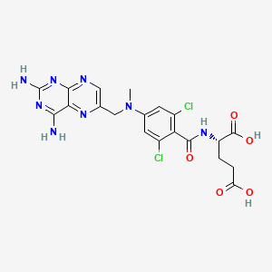 molecular formula C20H20Cl2N8O5 B12781292 L-Glutamic acid, N-(2,6-dichloro-4-(((2,4-diamino-6-pteridinyl)methyl)methylamino)benzoyl)- CAS No. 151648-47-4