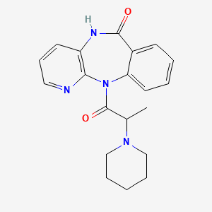 molecular formula C20H22N4O2 B12781318 5,11-Dihydro-11-(1-oxo-2-(1-piperidinyl)propyl)-6H-pyrido(2,3-b)(1,4)benzodiazepin-6-one CAS No. 96437-65-9