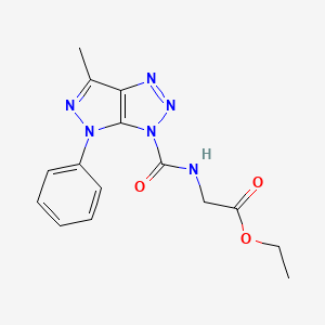 Glycine, N-((6-methyl-4-phenylpyrazolo(3,4-d)-1,2,3-triazol-3(4H)-yl)carbonyl)-, ethyl ester