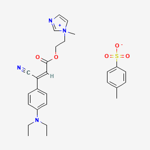 1-(2-((beta-Cyano-4-(diethylamino)cinnamoyl)oxy)ethyl)-1-methyl-1H-imidazolium toluene-p-sulphonate