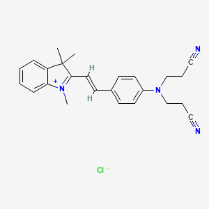 molecular formula C25H27ClN4 B12782203 2-(2-(4-(Bis(2-cyanoethyl)amino)phenyl)vinyl)-1,3,3-trimethyl-3H-indolium chloride CAS No. 14928-91-7