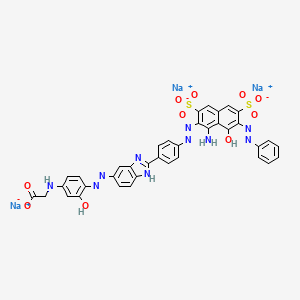 Trisodium N-(4-((2-(4-((1-amino-8-hydroxy-7-(phenylazo)-3,6-disulpho-2-naphthyl)azo)phenyl)-1H-benzimidazol-5-yl)azo)-3-hydroxyphenyl)glycinate