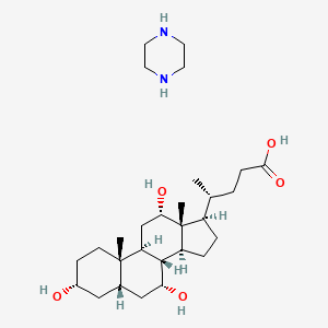 piperazine;(4R)-4-[(3R,5S,7R,8R,9S,10S,12S,13R,14S,17R)-3,7,12-trihydroxy-10,13-dimethyl-2,3,4,5,6,7,8,9,11,12,14,15,16,17-tetradecahydro-1H-cyclopenta[a]phenanthren-17-yl]pentanoic acid