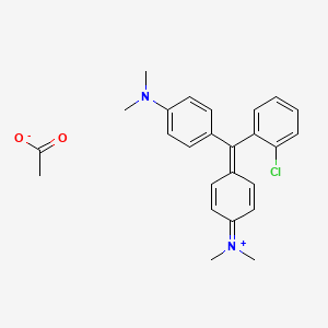 molecular formula C23H24ClN2.C2H3O2<br>C25H27ClN2O2 B12782960 (4-((2-Chlorophenyl)(4-(dimethylamino)phenyl)methylene)cyclohexa-2,5-dien-1-ylidene)dimethylammonium acetate CAS No. 39959-37-0