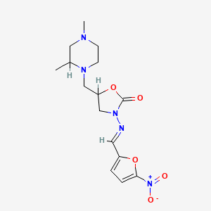 molecular formula C15H21N5O5 B12783516 5-((2,4-Dimethyl-1-piperazinyl)methyl)-3-((5-nitro-2-furfurylidene)amino)-2-oxazolidinone CAS No. 93722-18-0