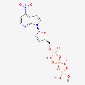 Triphosphoric acid, P-((2,5-dihydro-5-(4-nitro-1H-pyrrolo(2,3-b)pyridin-1-yl)-2-furanyl)methyl) ester, (2S-cis)-