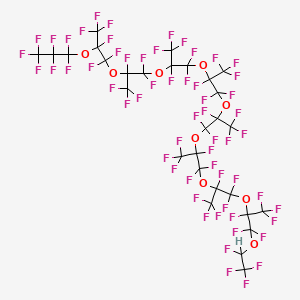 molecular formula C29HF59O9 B12784057 3,6,9,12,15,18,21,24,27-Nonaoxatriacontane, 1,1,1,2,4,4,5,7,7,8,10,10,11,13,13,14,16,16,17,19,19,20,22,22,23,25,25,26,28,28,29,29,30,30,30-pentatriacontafluoro-5,8,11,14,17,20,23,26-octakis(trifluoromethyl)- CAS No. 58979-41-2