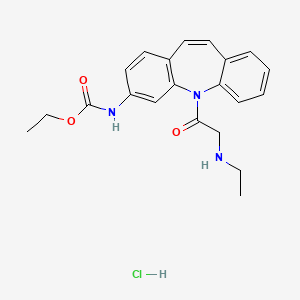 Carbamic acid, (5-((ethylamino)acetyl)-5H-dibenz(b,f)azepin-3-yl)-, ethyl ester, monohydrochloride