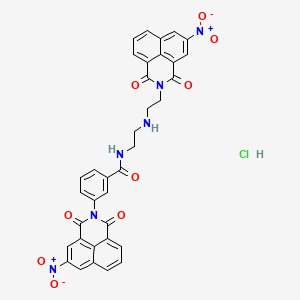 molecular formula C35H25ClN6O9 B12784076 Benzamide, 3-(5-nitro-1,3-dioxo-1H-benz(de)isoquinolin-2(3H)-yl)-N-(2-((2-(5-nitro-1,3-dioxo-1H-benz(de)isoquinolin-2(3H)-yl)ethyl)amino)ethyl)-, monohydrochloride CAS No. 254452-11-4