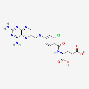 molecular formula C20H21ClN8O5 B12784092 L-Glutamic acid, N-(2-chloro-4-(((2,4-diamino-6-pteridinyl)methyl)methylamino)benzoyl)- CAS No. 151648-49-6