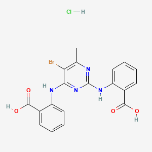 molecular formula C19H16BrClN4O4 B12784357 2,4-Di(o-carboxyphenylamino)-5-bromo-6-methylpyrimidine hydrochloride CAS No. 89450-92-0