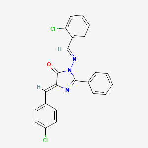 molecular formula C23H15Cl2N3O B12784466 4-(p-Chlorobenzylidene)-1-((o-chlorobenzylidene)amino)-2-phenyl-2-imidazolin-5-one CAS No. 126245-08-7