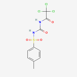 molecular formula C10H9Cl3N2O4S B12784643 Acetamide, N-((((4-methylphenyl)sulfonyl)amino)carbonyl)-2,2,2-trichloro- CAS No. 123199-94-0