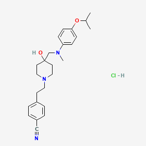 4-[2-[4-hydroxy-4-[(N-methyl-4-propan-2-yloxyanilino)methyl]piperidin-1-yl]ethyl]benzonitrile;hydrochloride