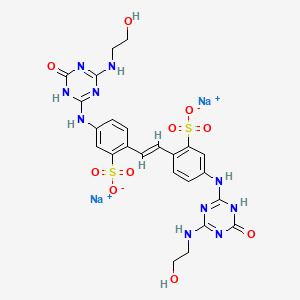 molecular formula C24H24N10Na2O10S2 B12784717 Disodium 4,4'-bis((1,4-dihydro-6-((2-hydroxyethyl)amino)-4-oxo-1,3,5-triazin-2-yl)amino)stilbene-2,2'-disulphonate CAS No. 82944-33-0