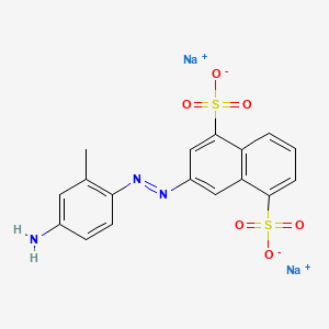 molecular formula C17H13N3Na2O6S2 B12784840 1,5-Naphthalenedisulfonic acid, ((4-amino-2-methylphenyl)azo)-, sodium salt CAS No. 68400-80-6