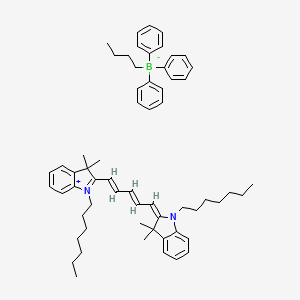 3H-Indolium, 1-heptyl-2-(5-(1-heptyl-1,3-dihydro-3,3-dimethyl-2H-indol-2-ylidene)-1,3-pentadienyl)-3,3-dimethyl-, (T-4)-butyltriphenylborate(1-)