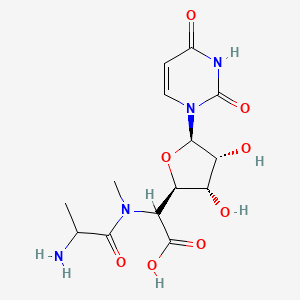 molecular formula C14H20N4O8 B12784901 1-(5'-(L-Alanylmethylamino)-5'-deoxy-beta-D-allofuranosyluronic acid)uracil CAS No. 93806-87-2