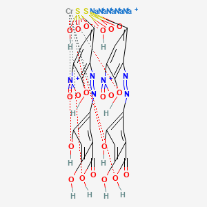 molecular formula C26H18CrN6Na5O20S2+5 B12785284 Pentasodium bis(2,4-dihydroxy-5-((2-hydroxy-3-nitro-5-sulphophenyl)azo)benzoato(4-))chromate(5-) CAS No. 74196-15-9