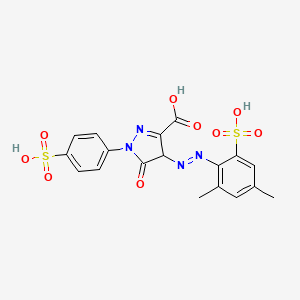 B12785426 1H-Pyrazole-3-carboxylic acid, 4-((2,4-dimethyl-6-sulfophenyl)azo)-4,5-dihydro-5-oxo-1-(4-sulfophenyl)- CAS No. 149497-04-1