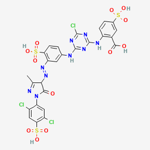 2-((4-Chloro-6-((3-((1-(2,5-dichloro-4-sulphophenyl)-4,5-dihydro-3-methyl-5-oxo-1H-pyrazol-4-yl)azo)-4-sulphophenyl)amino)-1,3,5-triazin-2-yl)amino)-5-sulphobenzoic acid