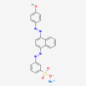 molecular formula C22H15N4NaO4S B12785728 Sodium 3-((4-((4-hydroxyphenyl)azo)-1-naphthyl)azo)benzenesulphonate CAS No. 68958-98-5