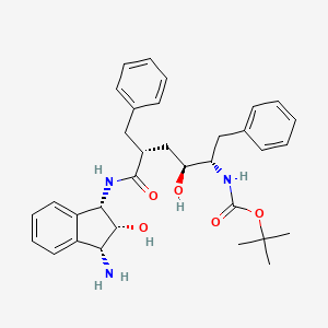 Carbamic acid, (5-((3-amino-2,3-dihydro-2-hydroxy-1H-inden-1-yl)amino)-2-hydroxy-5-oxo-1,4-bis(phenylmethyl)pentyl)-, 1,1-dimethylethyl ester, (1S-(1a(1R*,2R*,4S*),2alpha,3alpha))-