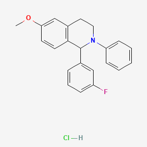 molecular formula C22H21ClFNO B12786116 (-)-1,2,3,4-Tetrahydro-1-(3-fluorophenyl)-6-methoxy-2-phenylisoquinoline hydrochloride CAS No. 96719-57-2