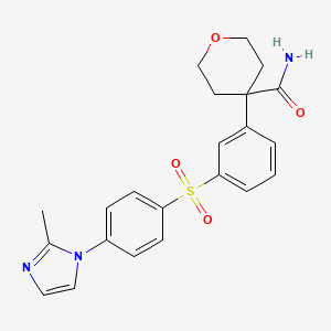 4-[3-[4-(2-methylimidazol-1-yl)phenyl]sulfonylphenyl]oxane-4-carboxamide