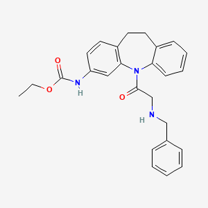 Carbamic acid, (10,11-dihydro-5-((phenylmethyl)amino)acetyl)-5H-dibenz(b,f)azepin-3-yl)-, ethyl ester