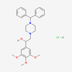 molecular formula C28H35ClN2O4 B12786743 2-(4-Diphenylmethylpiperazinyl)-1-(3,4,5-trimethoxyphenyl)ethanol monohydrochloride CAS No. 93035-26-8