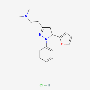 B12787604 Pyrazoline, 3-(2-(dimethylamino)ethyl)-5-(2-furyl)-1-phenyl-, hydrochloride CAS No. 102149-30-4