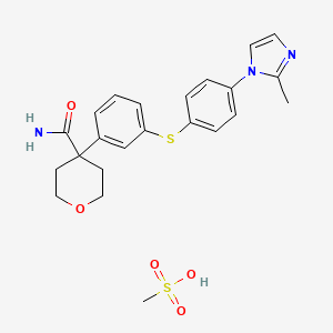 methanesulfonic acid;4-[3-[4-(2-methylimidazol-1-yl)phenyl]sulfanylphenyl]oxane-4-carboxamide