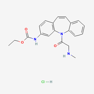 Carbamic acid, (5-((methylamino)acetyl)-5H-dibenz(b,f)azepin-3-yl)-, ethyl ester, monohydrochloride