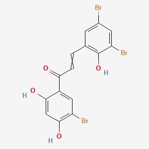 molecular formula C15H9Br3O4 B12787771 1-(5-Bromo-2,4-dihydroxyphenyl)-3-(3,5-dibromo-2-hydroxyphenyl)prop-2-en-1-one CAS No. 82846-39-7