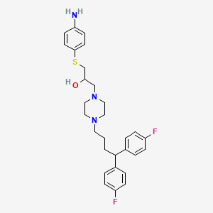 molecular formula C29H35F2N3OS B12787772 alpha-(((4-Aminophenyl)thio)methyl)-4-(4,4-bis(4-fluorophenyl)butyl)-1-piperazineethanol CAS No. 143759-77-7