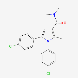 molecular formula C20H18Cl2N2O B12787848 1H-Pyrrole-3-carboxamide, 1,5-bis(4-chlorophenyl)-N,N,2-trimethyl- CAS No. 146204-81-1