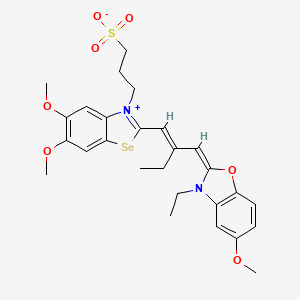 2-(2-((5,6-Dimethoxy-3-(3-sulphonatopropyl)-3H-benzoselenazol-2-ylidene)methyl)but-1-enyl)-3-ethyl-5-methoxybenzoxazolium