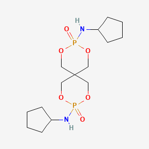 molecular formula C15H28N2O6P2 B12787926 N(3),N(9)-Dicyclopentyl-2,4,8,10-tetraoxa-3,9-diphosphaspiro(5.5)undecane-3,9-diamine 3,9-dioxide CAS No. 19341-50-5