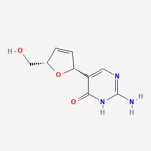 molecular formula C9H11N3O3 B12787963 4(1H)-Pyrimidinone, 2-amino-5-(2,5-dihydro-5-(hydroxymethyl)-2-furanyl)-, (2R-cis)- CAS No. 114551-67-6