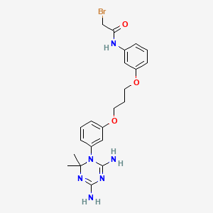 molecular formula C22H27BrN6O3 B12787976 Acetamide, 2-bromo-N-(3-(3-(3-(4,6-diamino-2,2-dimethyl-1,3,5-triazin-1(2H)-yl)phenoxy)propoxy)phenyl)- CAS No. 19161-90-1