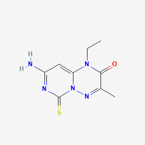 molecular formula C9H11N5OS B12787978 2H-Pyrimido(1,6-b)(1,2,4)triazin-2-one, 1,6-dihydro-8-amino-1-ethyl-3-methyl-6-thioxo- CAS No. 119294-01-8