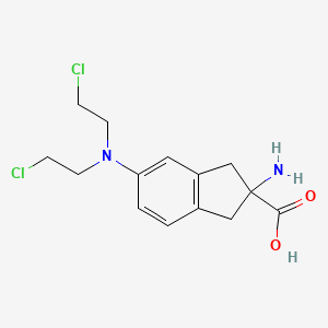 molecular formula C14H18Cl2N2O2 B12787998 2-Amino-6-(bis(2-chloroethyl)amino)-2-indancarboxylic acid CAS No. 92302-29-9