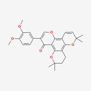 molecular formula C27H28O6 B12788000 Isopomiferin, dimethyl ether CAS No. 7147-94-6