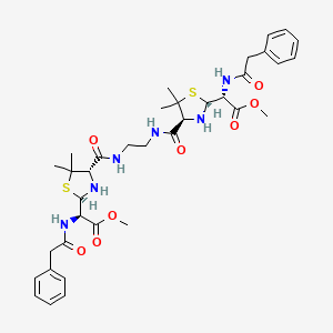 molecular formula C36H48N6O8S2 B12788003 Penicillin Et(NH)2 Sym dimer CAS No. 142780-80-1