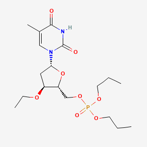 molecular formula C18H31N2O8P B12788031 5'-Thymidylic acid, 3'-O-ethyl-, dipropyl ester CAS No. 130753-02-5