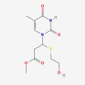 molecular formula C11H16N2O5S B12788088 (R,S)-Methyl 3-((2-hydroxyethyl)thio)-3-thymin-1-yl-propanoate CAS No. 117068-49-2