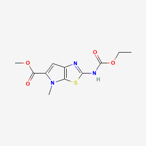 molecular formula C11H13N3O4S B12788092 Methyl 2-((ethoxycarbonyl)amino)-4-methyl-4H-pyrrolo(3,2-d)(1,3)thiazole-5-carboxylate CAS No. 72083-47-7