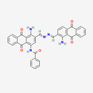 molecular formula C37H23N5O5 B12788118 N-(4-Amino-3-((((1-amino-9,10-dihydro-9,10-dioxo-2-anthryl)methylene)hydrazono)methyl)-9,10-dihydro-9,10-dioxo-1-anthryl)benzamide CAS No. 83721-63-5